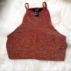 FOREVER 21 Red Sparkly Crop Top